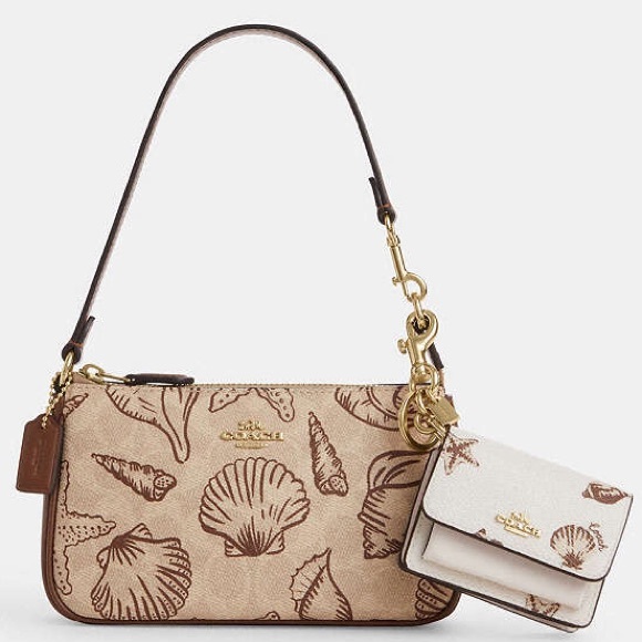 NWT-Coach-Mini Klare-Bag Charm/Keychain-Seashell 🐚 Print-Creamy White/Brown-$75 - Picture 13 of 13